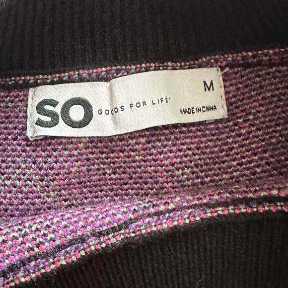 SO Retro Sweater Vest Preppy Black Fuchsia Crop High Neck Vest Junior Medium NEW - Picture 3 of 13